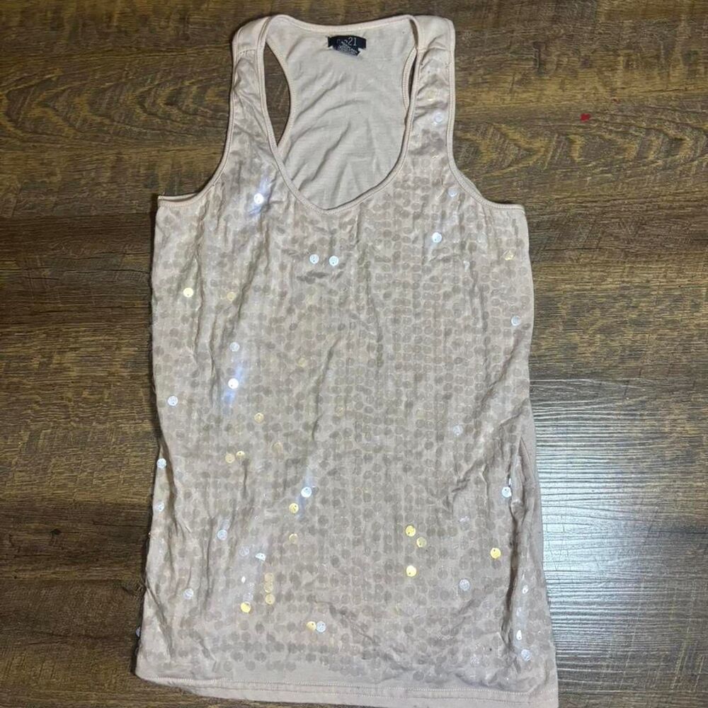 Rue-21 Women's Cream Sequin Tank Top